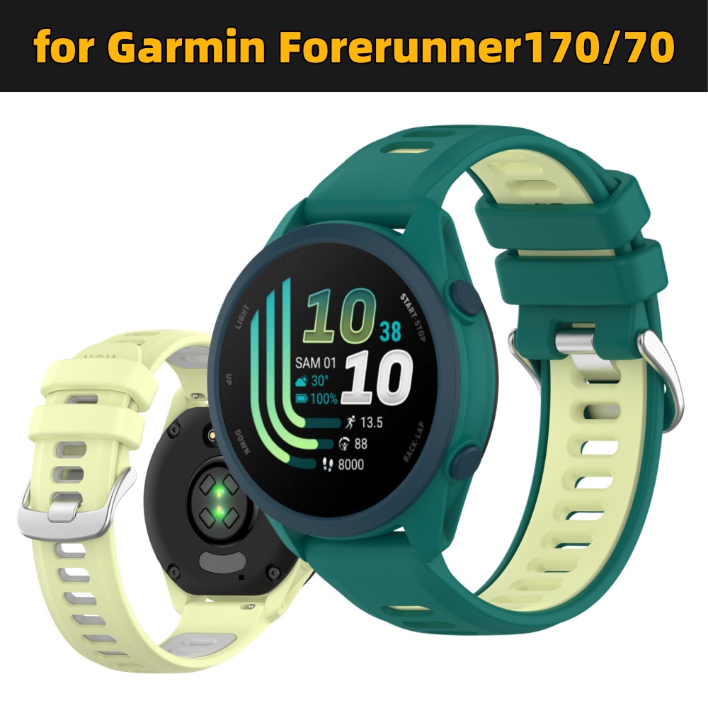 Silicone Watch Band 22Mm - ガーミン フォアランナー 70/170用 デュアルカラー シリコン スポーツウォッチバンド、20/22mm