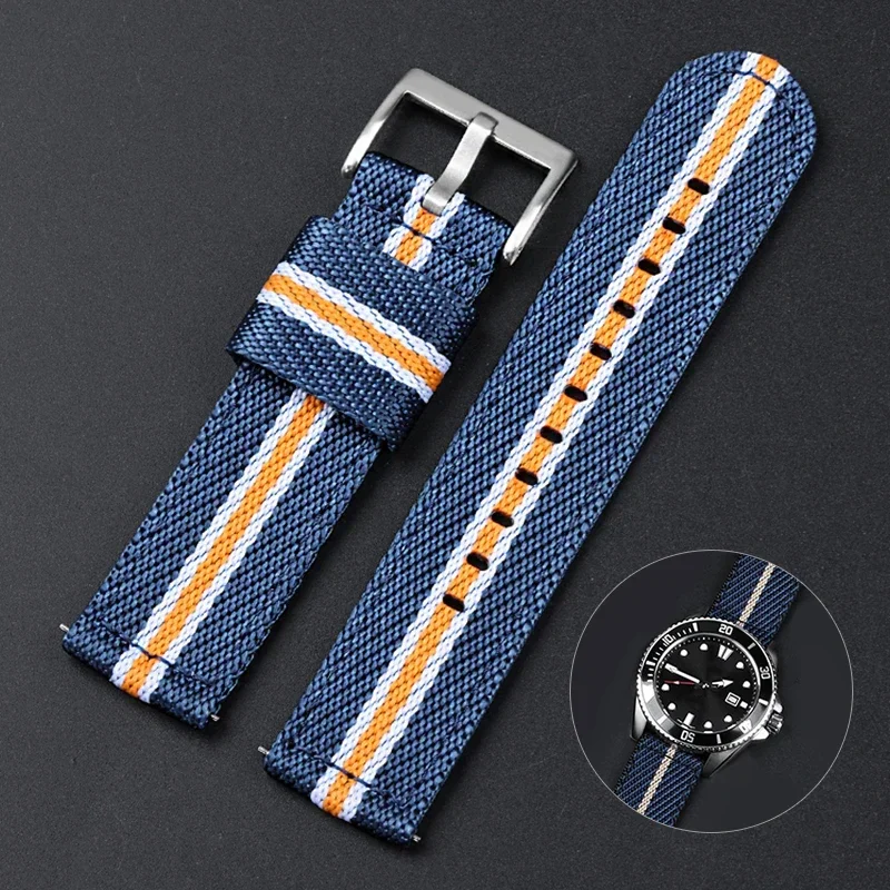 Suede Strap Watch - チューダーウォッチ用クイックリリースナイロンストラップ、オメガ用ウォッチバンド、セイコー男性用織りキャンバスファブリックバンド、ミリタリースポーツブレスレット、20mm、22mm