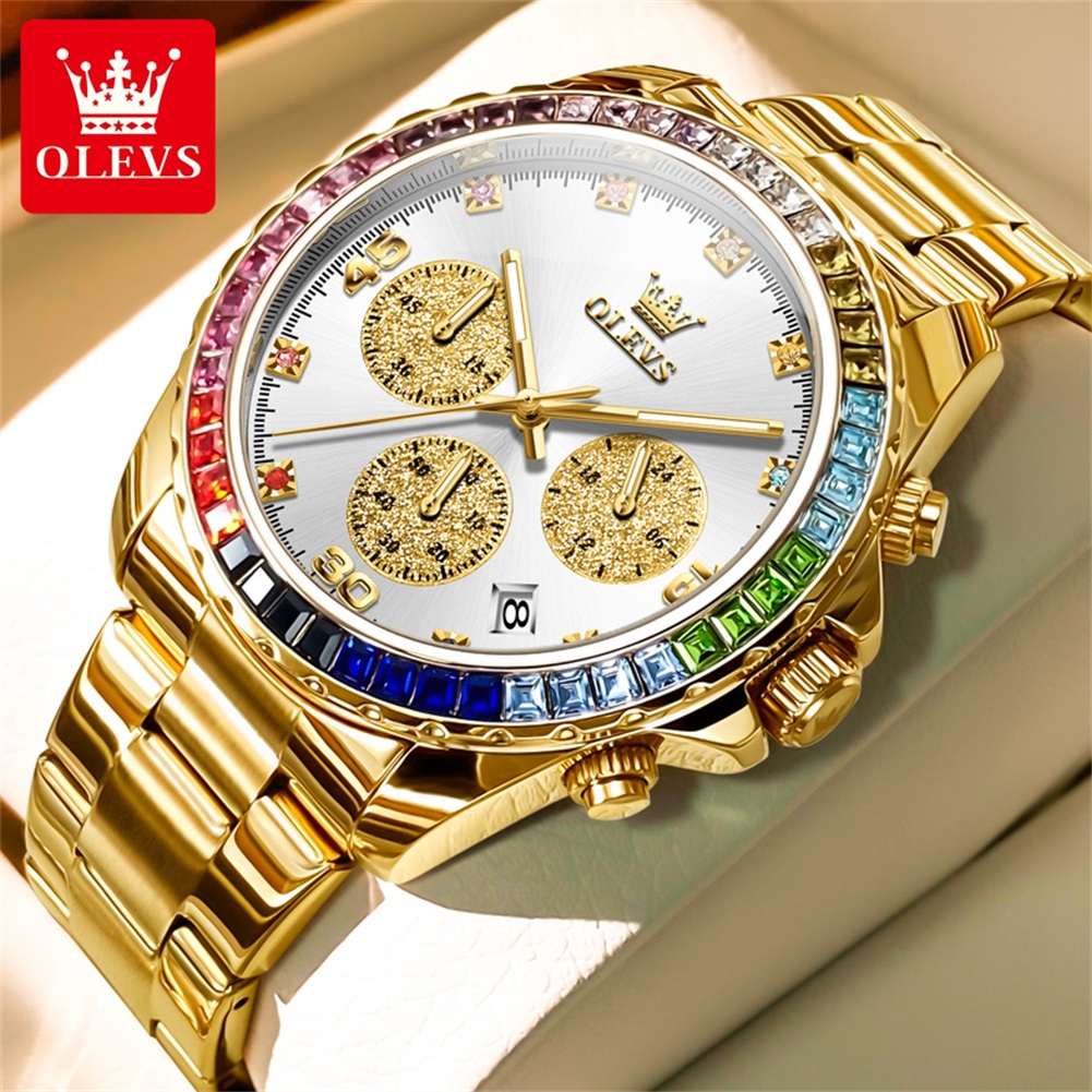 Rolex Watch Datejust - OLEVS 2939 高級クォーツムーブメント レインボーDI腕時計 メンズ 24時間表示