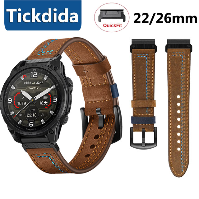 Leather Strap Quick Release - 22 ミリメートル 26 ミリメートル本革ストラップガーミンタクティクス 8 7