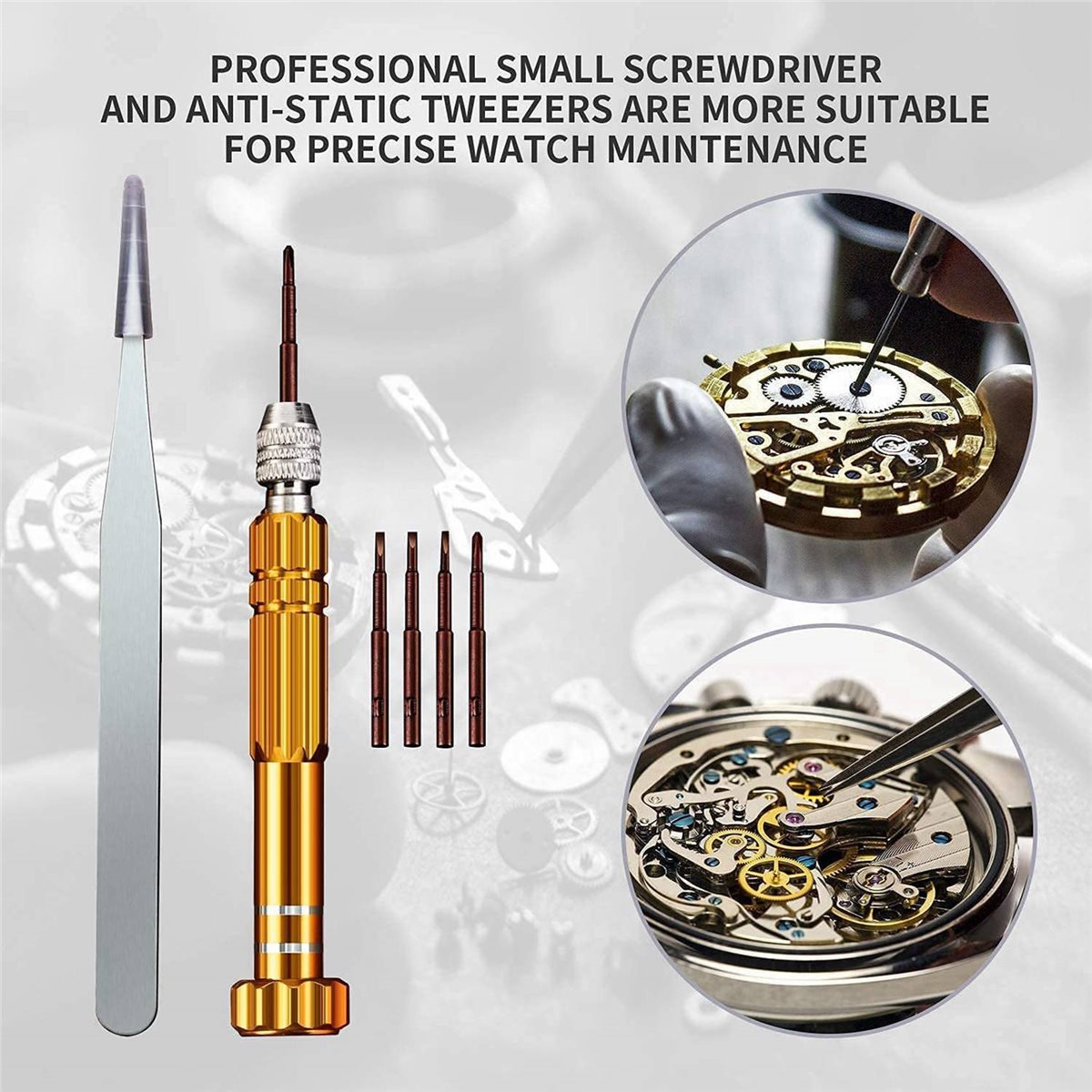 Spring Bar Tool Set - ABGQ 時計修理キット、298個入り時計電池交換ツール、時計バンド修理ツール、時計バネ棒ツールセット