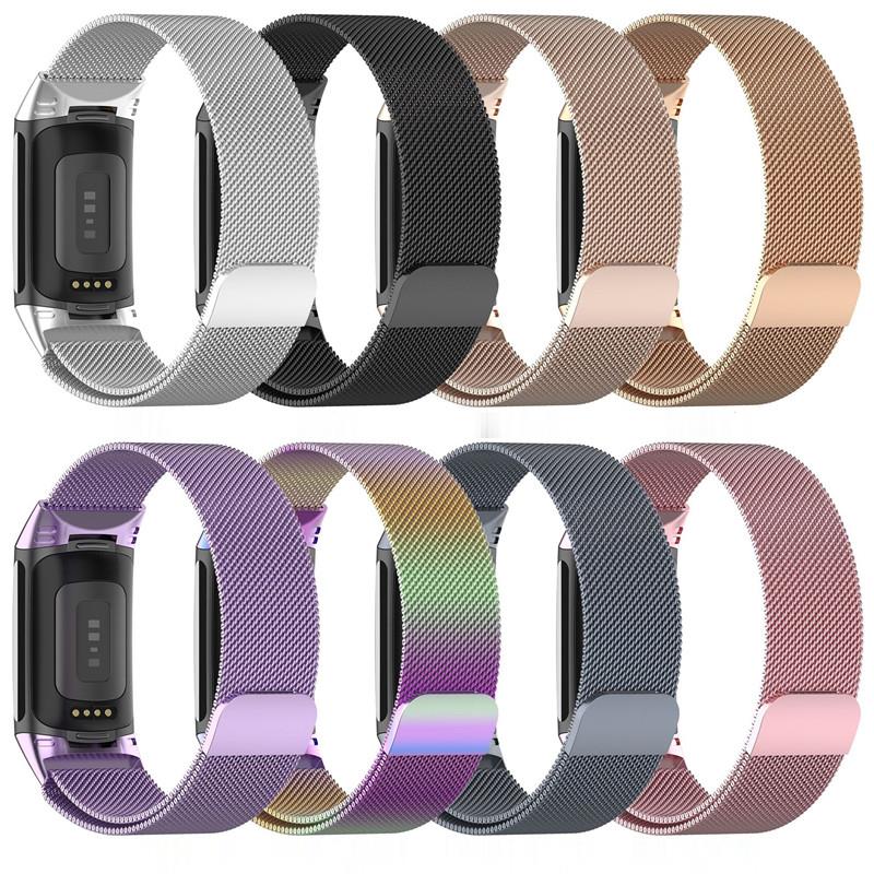 Mesh Strap Metal - Fitbit Charge 5/6用メタルバンド スマートウォッチ用メッシュマグネティックループスポーツストラップ Fitbit Charge