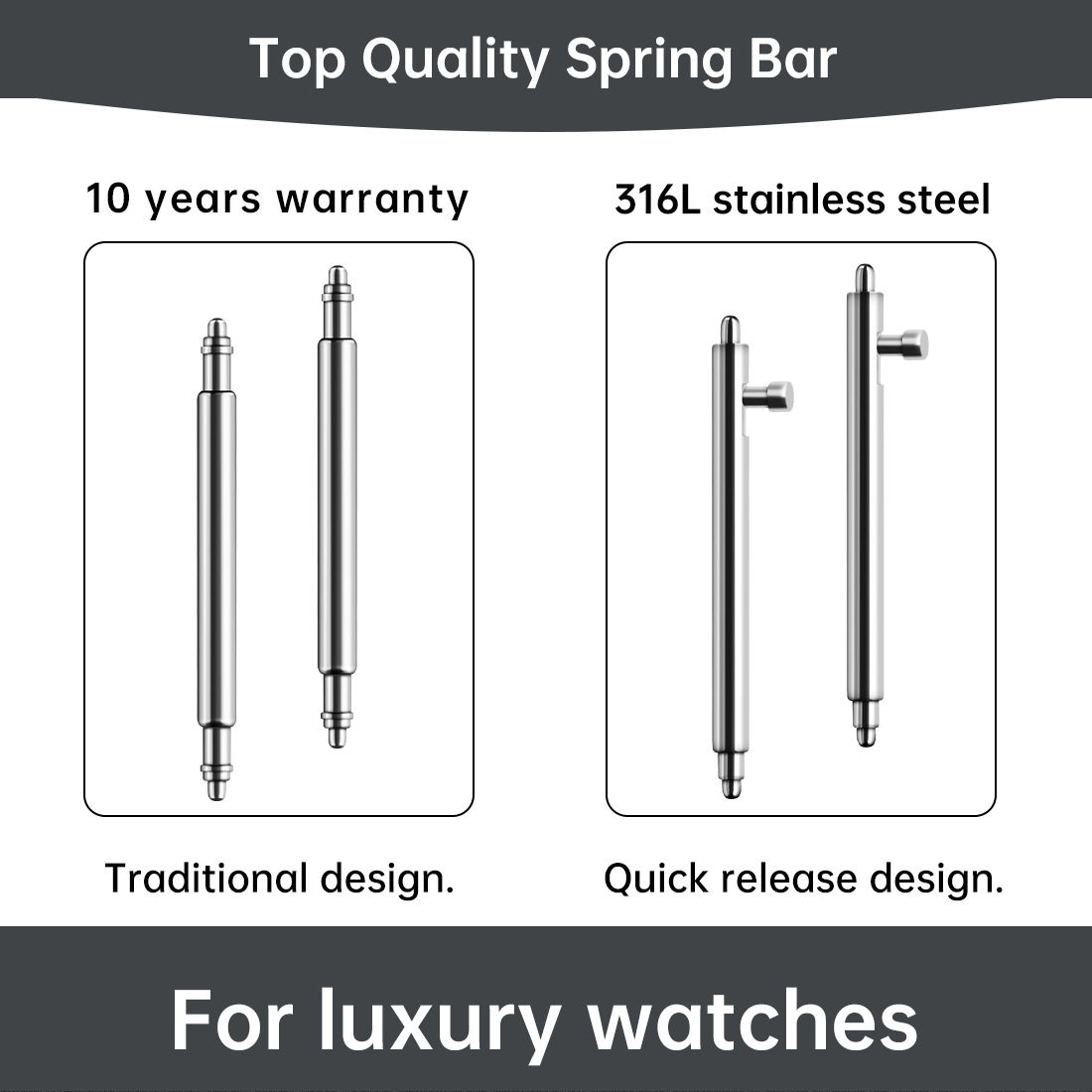Maikes-スプリングバー付き時計ストラップ,316lステ - Leather Strap Quick Release のレビューと価格