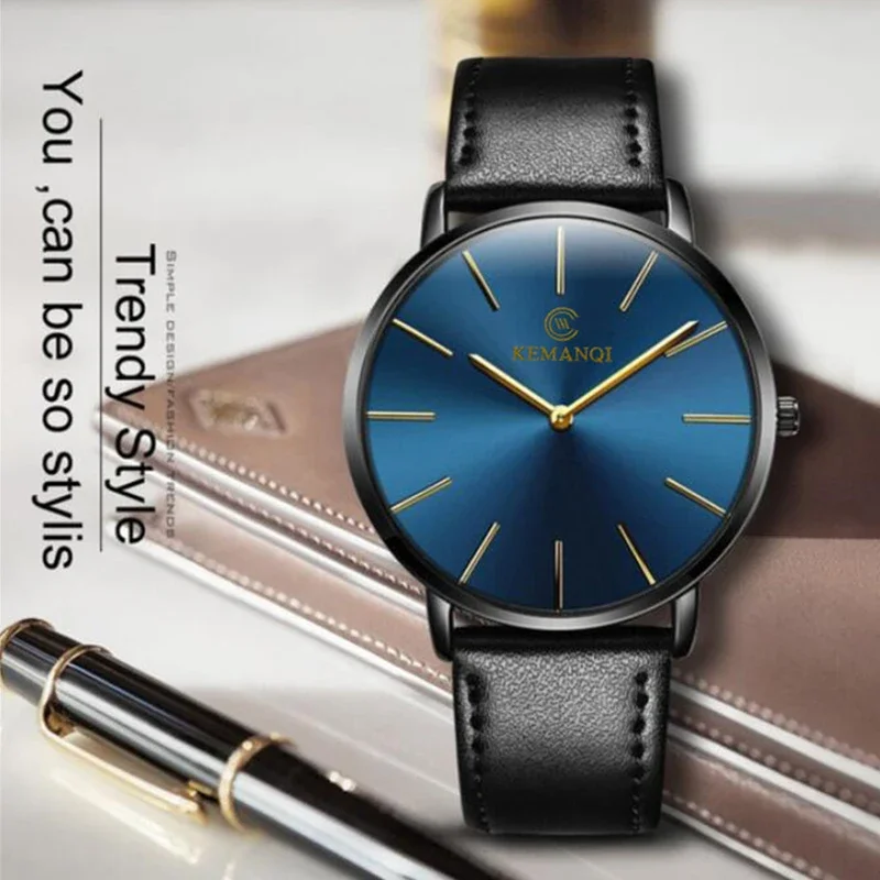 ファッション超薄型メンズクォーツ腕時計ミニマリストスタイルメ - Leather Watch Band Men のレビューと価格