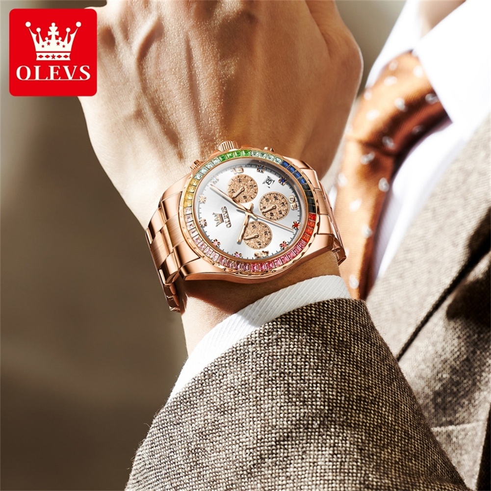 OLEVS 2939 高級クォーツムーブメント レインボーD - Rolex Watch Datejust のレビューと価格